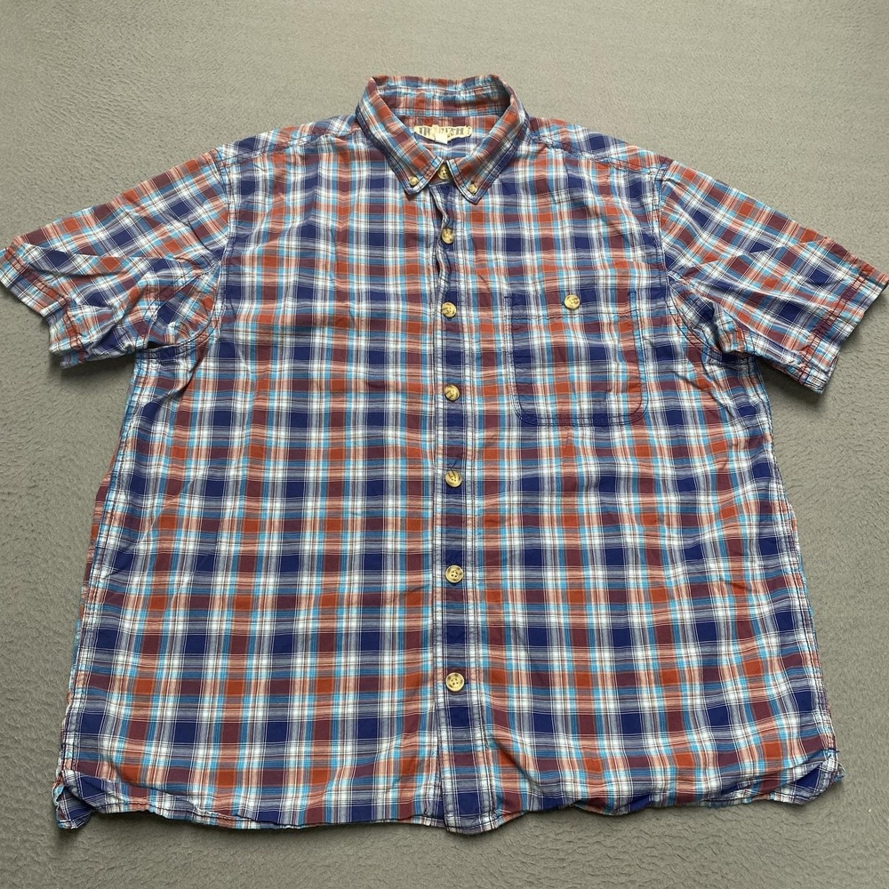 Duluth Trading Co Shirt Mens Large Multicolor Plaid Short Sleeve Button Up